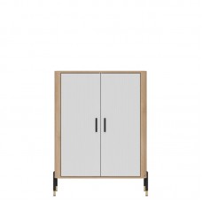 Kumode ar durvīm DANTE DT11, Ozols cremona/Balts matēts/Melns